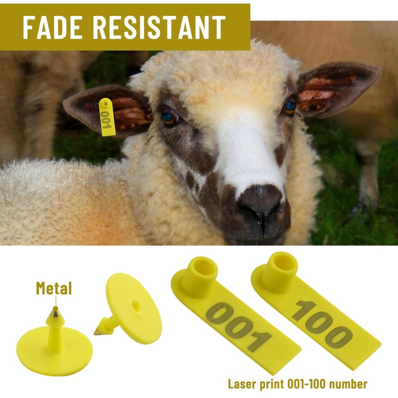 WMYCONGCONG 400 PCS 1-100 Plastic Livestock Ear Tag Animal Tag for Goat Sheep Pig, Blue Yellow Orange Green - Image 3